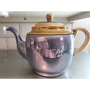 Vintage Noritake Lusterware Teapot Blue With Gold Color Trim